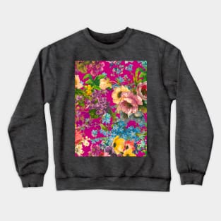 Vintage floral garden, shabby chic, vintage botanical, flowers illustration, fuchsia pink vintage floral pattern Crewneck Sweatshirt